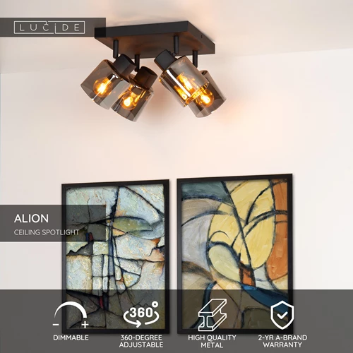 Lucide ALION - Ceiling spotlight - 4xE14 - Black - USP